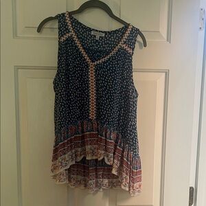 Patrons of Peace Navy and Coral Sleeveless Blouse